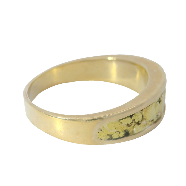 14K Yellow Gold Ring with Gold Nugget Inlay Image 2 Chipper's Jewelry Bonney Lake, WA