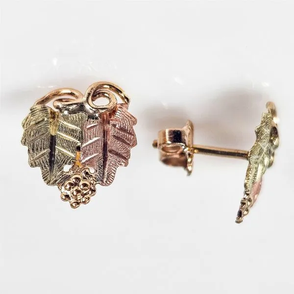 10K BHG Stud Earrings w/Pink & Green Leaves & Grapes Chipper's Jewelry Bonney Lake, WA