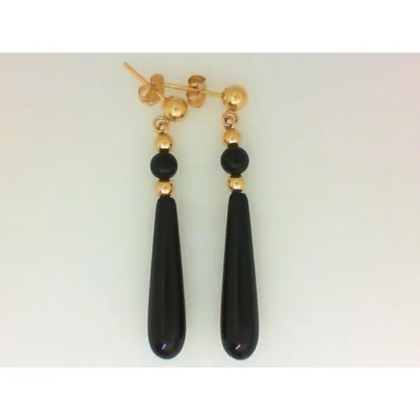 14K Yellow Gold Black Onyx Dangle Earrings Chipper's Jewelry Bonney Lake, WA