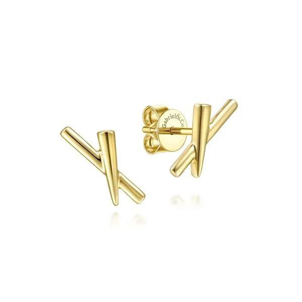 14K Yellow Gold X Shaped Stud Earrings Chipper's Jewelry Bonney Lake, WA