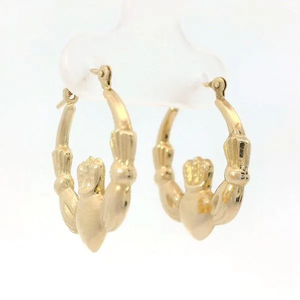 14kt Yellow Gold Claddagh Earrings Image 2 Chipper's Jewelry Bonney Lake, WA