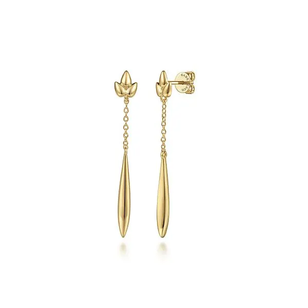 14K Yellow Gold Linear Drop Earrings Chipper's Jewelry Bonney Lake, WA