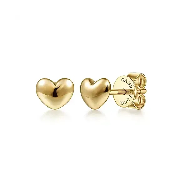 14K Yellow Gold Puff Heart Stud Earrings Chipper's Jewelry Bonney Lake, WA