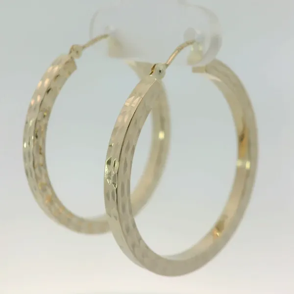 14KY Textured Hoop Earrings Image 4 Chipper's Jewelry Bonney Lake, WA