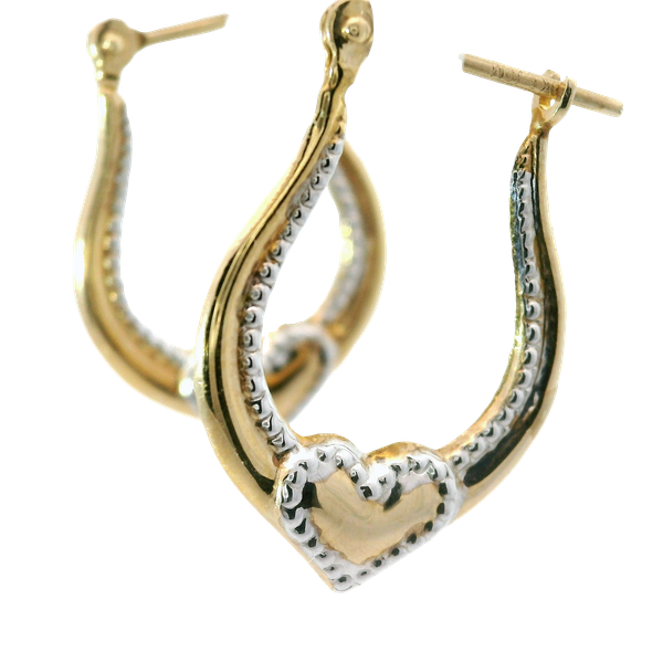 10KTT Heart Hoop Earrings Image 2 Chipper's Jewelry Bonney Lake, WA