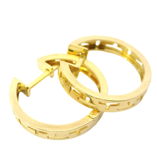 18KY Hoop Earrings with T Pattern 17.70 x 16.80mm in diameter Image 2 Chipper's Jewelry Bonney Lake, WA