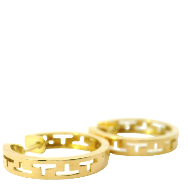 18KY Hoop Earrings with T Pattern 17.70 x 16.80mm in diameter Chipper's Jewelry Bonney Lake, WA