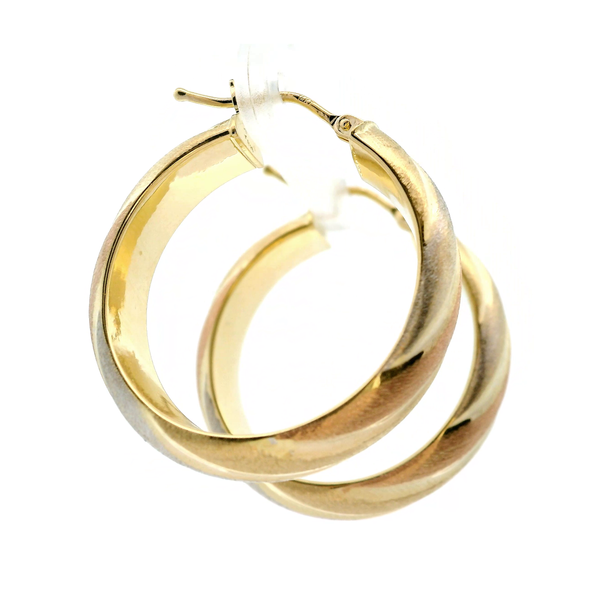 14K Tri-Tone Hollow Hoop Earrings.  Approx 25.5mm Diameter and 5.70mm Wide Image 3 Chipper's Jewelry Bonney Lake, WA