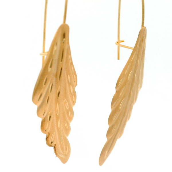 14KR Leaf Dangle Earrings Image 2 Chipper's Jewelry Bonney Lake, WA