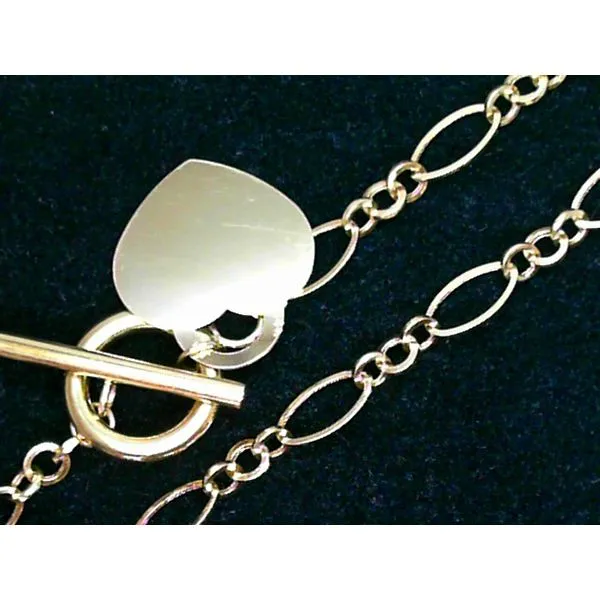 14KY Paperclip Link Heart Toggle Necklace 16