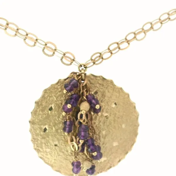 14K Yellow Gold Amethyst Bead Disk Necklace Image 3 Chipper's Jewelry Bonney Lake, WA