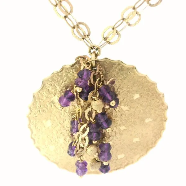 14K Yellow Gold Amethyst Bead Disk Necklace Chipper's Jewelry Bonney Lake, WA