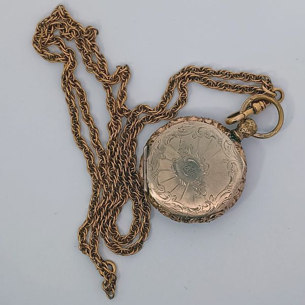 Antique Gold Filled Locket with 27" Gold Filled Chain Pendant Chipper's Jewelry Bonney Lake, WA