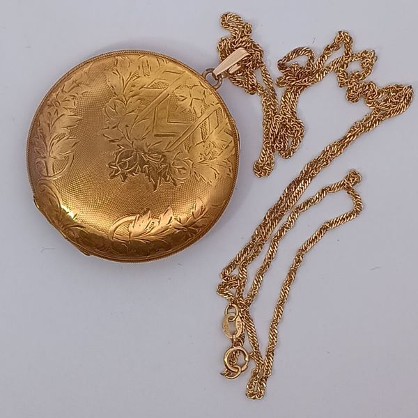 Antique Gold Filled Locket with 24" Gold Filled Chain Pendant Chipper's Jewelry Bonney Lake, WA