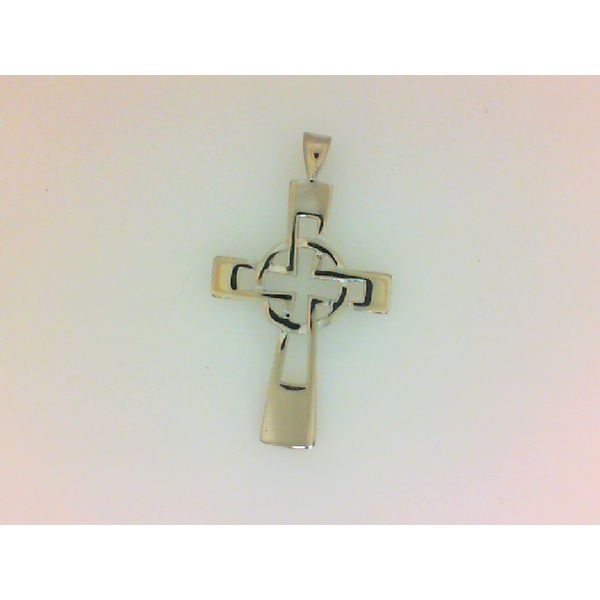 14K White Gold Cross with Circle Pendant Image 2 Chipper's Jewelry Bonney Lake, WA