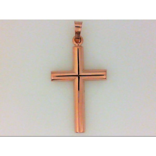 14K Rose Gold Brushed & Polished Hollow Cross Pendant Chipper's Jewelry Bonney Lake, WA