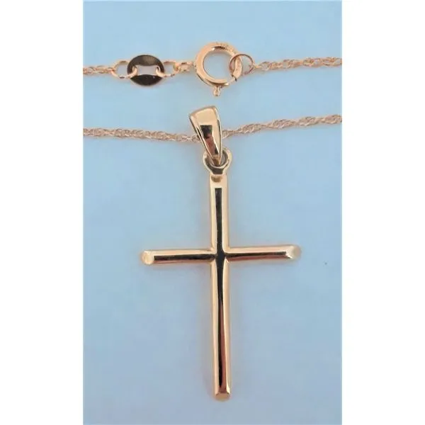 14KY Gold Polished Cross Pendant w/18" 1/20th Gold Filled Chain F-14K Chipper's Jewelry Bonney Lake, WA