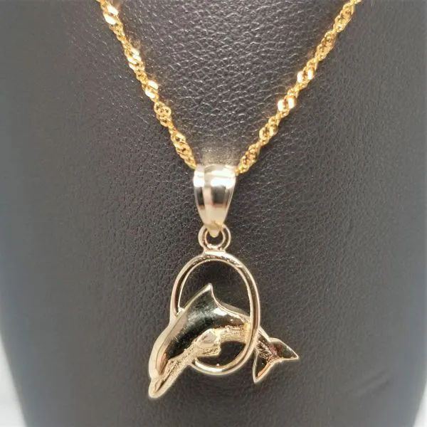 Dolphin Jumping Through Hoop Pendant 14KY 18" Chipper's Jewelry Bonney Lake, WA