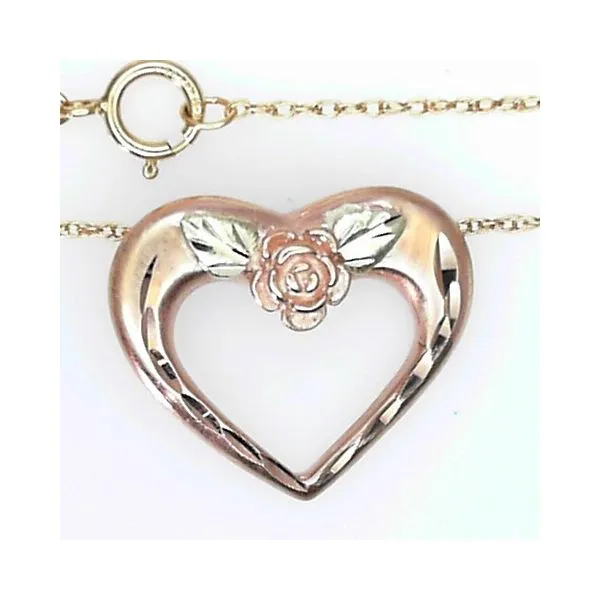 10K Black Hills Gold Heart with Rose & Leaves Pendant Chipper's Jewelry Bonney Lake, WA