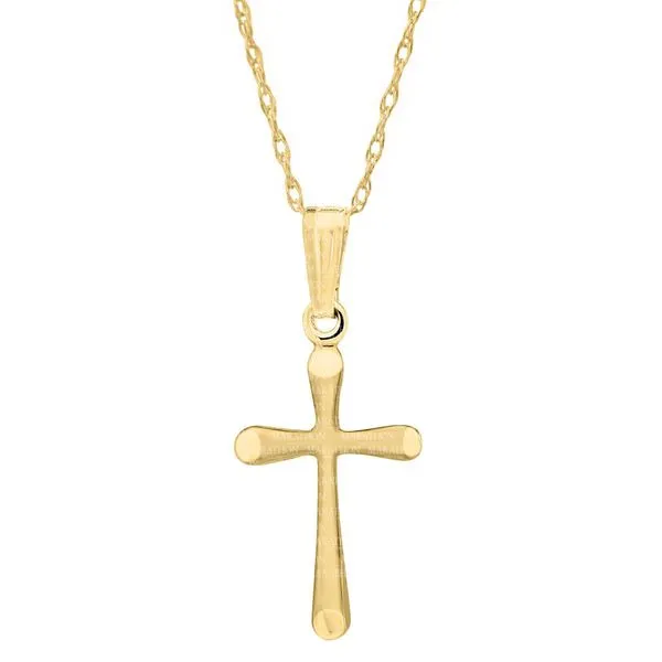 14K Yellow Gold Domed Polished Cross with 15" Rope Chain Chipper's Jewelry Bonney Lake, WA