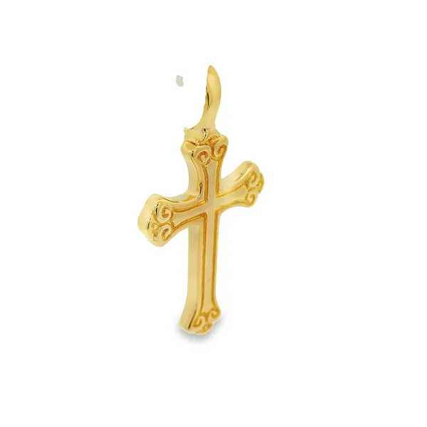 14K Yellow Gold Small Scroll Cross Pendant/Charm Image 2 Chipper's Jewelry Bonney Lake, WA
