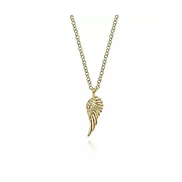 14K Yellow Gold Angel Wings Pendant Necklace Chipper's Jewelry Bonney Lake, WA