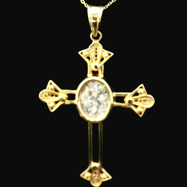 14K Yellow Gold Cross Pendant with 18" Chain Image 2 Chipper's Jewelry Bonney Lake, WA