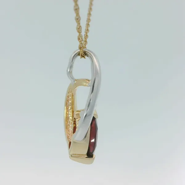 14K Two Tone Garnet Pendant w/14K 18