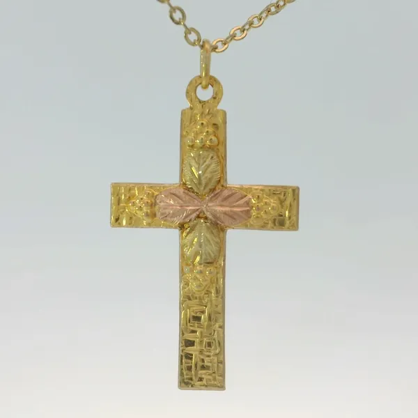 10K Black Hills Gold Cross Pendant w/16