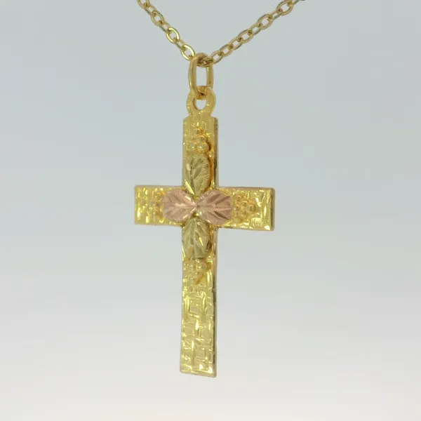 10K Black Hills Gold Cross Pendant w/16