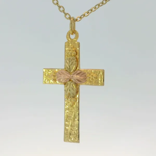 10K Black Hills Gold Cross Pendant w/16