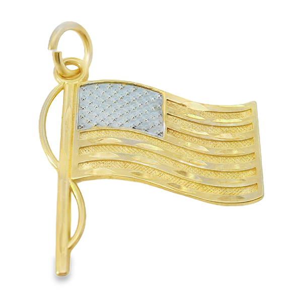 14K Yellow Gold American Flag Charm Pendant Chipper's Jewelry Bonney Lake, WA