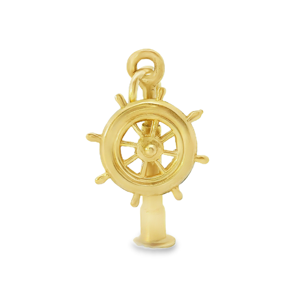 14K Yellow Gold Vintage Ship Wheel Charm Pendant Chipper's Jewelry Bonney Lake, WA