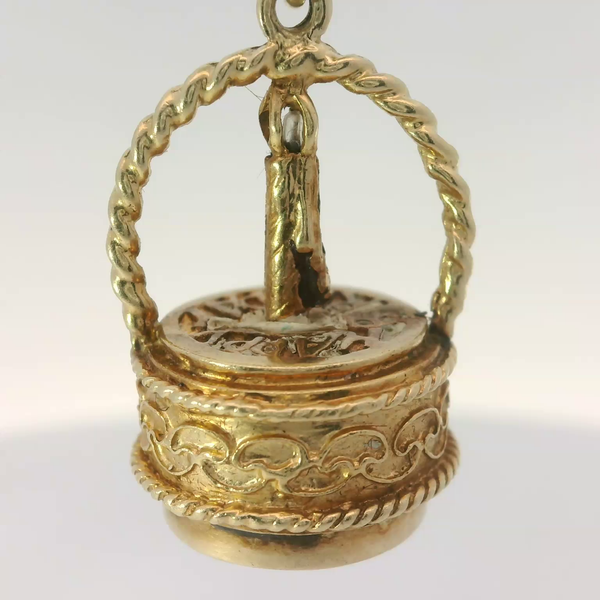 14K Yellow Gold 1960's Lighted Birthday Cake Charm Pendant Chipper's Jewelry Bonney Lake, WA