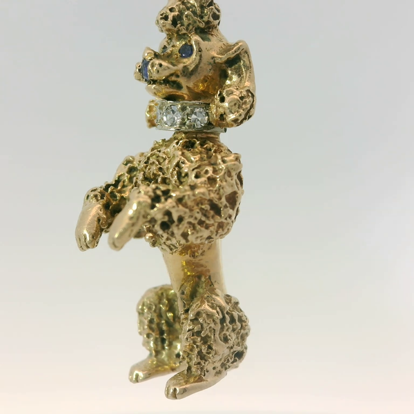 14K Yellow Gold Vintage Poodle Charm Pendant Image 4 Chipper's Jewelry Bonney Lake, WA