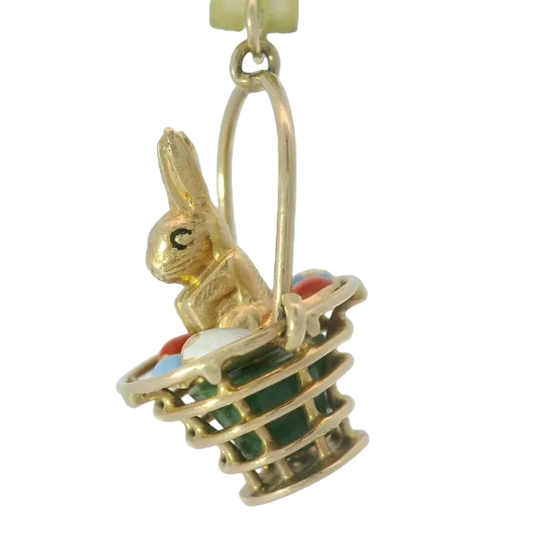 14K Vintage1940's Rabbit Easter Basket Charm Image 3 Chipper's Jewelry Bonney Lake, WA