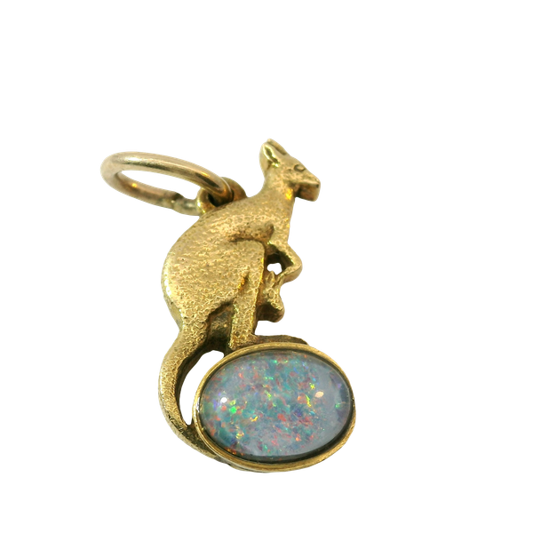 9K Yellow Gold Kangaroo Opal Charm Pendant Image 2 Chipper's Jewelry Bonney Lake, WA