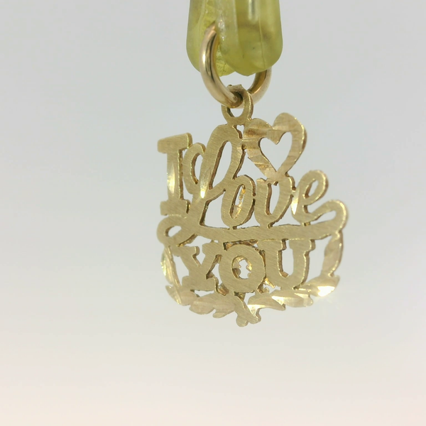 14K Yellow Gold I Love You Charm Pendant Image 4 Chipper's Jewelry Bonney Lake, WA