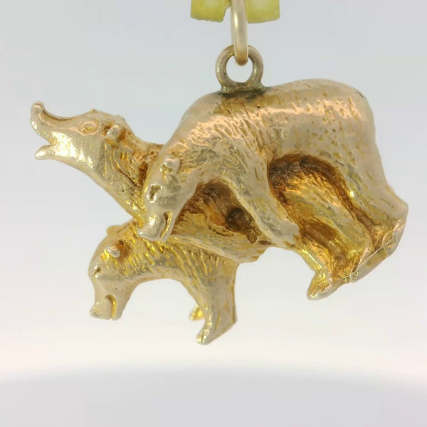 10K Yellow Gold Vintage Bear Trio Charm Pendant Chipper's Jewelry Bonney Lake, WA