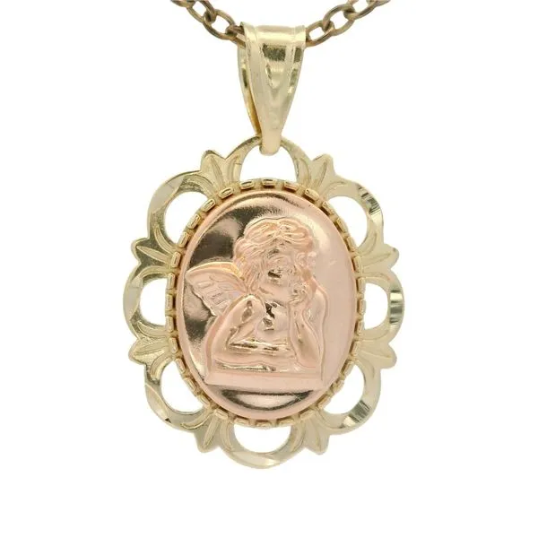14K Two Tone Angel Pendant w/18