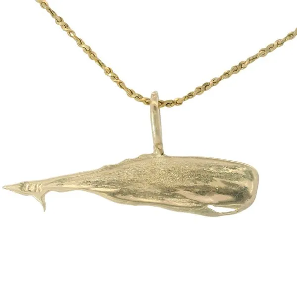 14KY Vintage Sperm Whale Pendant w/18