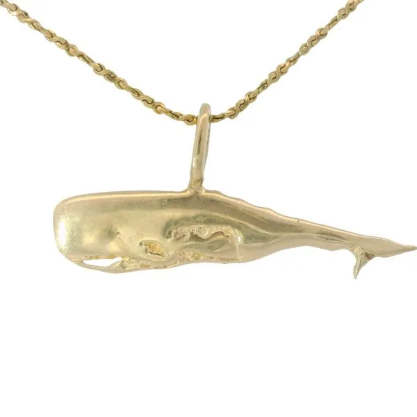 14KY Vintage Sperm Whale Pendant w/18