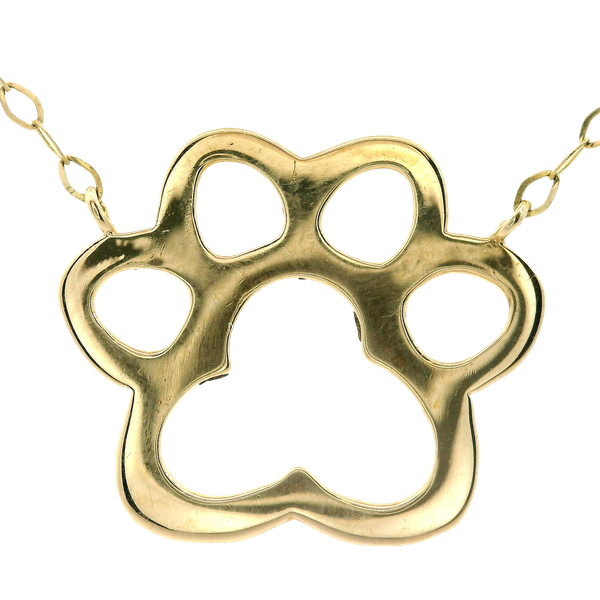 10KY Paw Pring Pendant on an 18