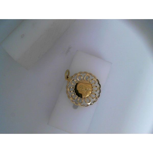 18KY Virgin Mary Pendant with Open Work Border Chipper's Jewelry Bonney Lake, WA