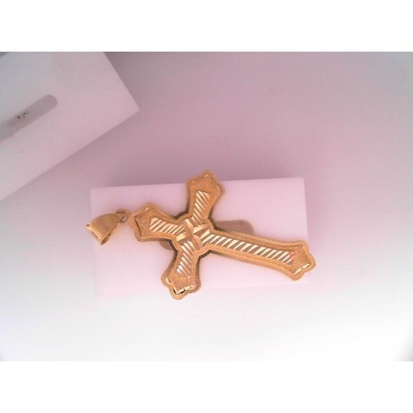 10KY Gold Patterned Cross 48.65mm x 31.53mm x 0.56mm (Size Excludes Bail) Chipper's Jewelry Bonney Lake, WA