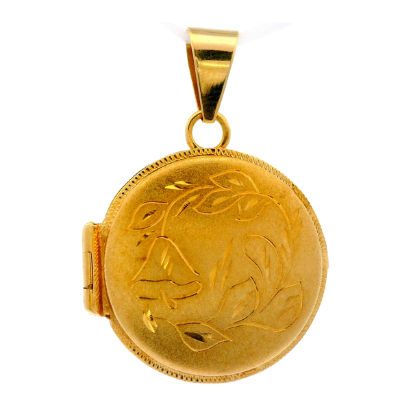 14KY Locket w/ Floral Vine and Leaf Design on Front Chipper's Jewelry Bonney Lake, WA