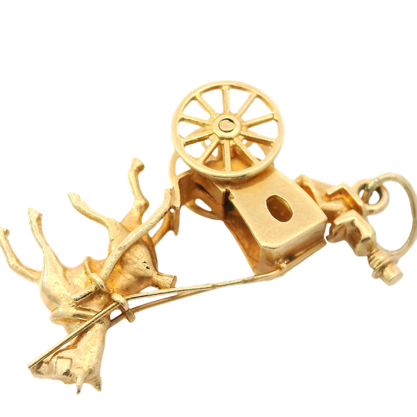 14K Yellow Gold Horse Drawn Carriage Charm Image 2 Chipper's Jewelry Bonney Lake, WA