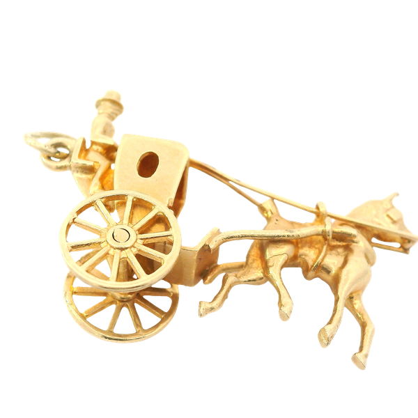 14K Yellow Gold Horse Drawn Carriage Charm Chipper's Jewelry Bonney Lake, WA