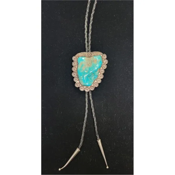 Vintage Sterling Silver Turquoise Bolo Tie Chipper's Jewelry Bonney Lake, WA