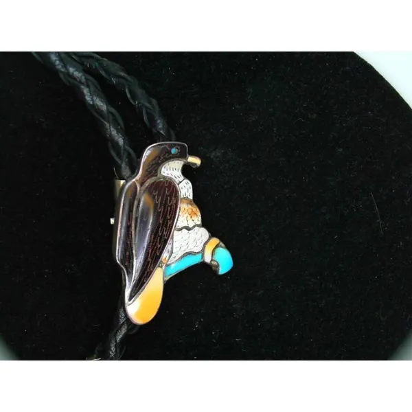 Sterling Silver Native American Eagle Inlay Bolo Tie Chipper's Jewelry Bonney Lake, WA